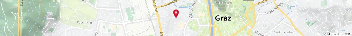 Map representation of the location for Apotheke Zum grünen Kreuz in 8020 Graz